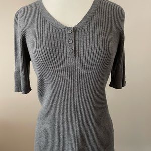 Croft & barrow grey Heather short sleeve sweater top, Size M, NWT